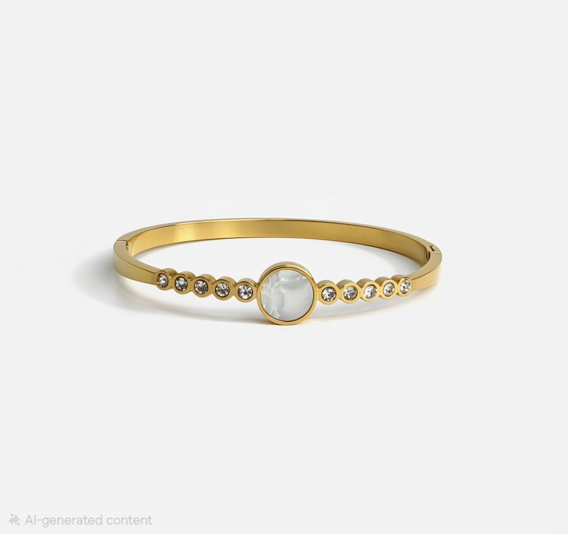 White Pearl Disc Gold Kada